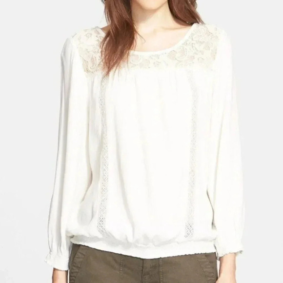 Joie Tops - JOIE Kulani Porcelain White Lace Yoke Blouse Top Size Small Lightweight Neutral